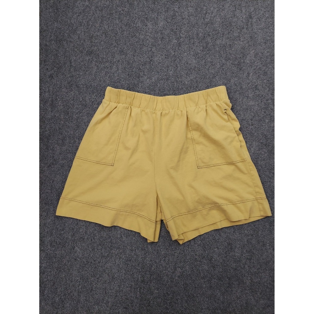FP Free People Beach Shorts Womens XL Yellow Flowy Cotton Pull On Baggy
